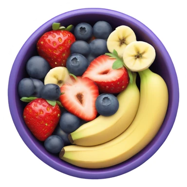 Cute açaí bowl with strawberries bananas and blueberries with a little granola sticker