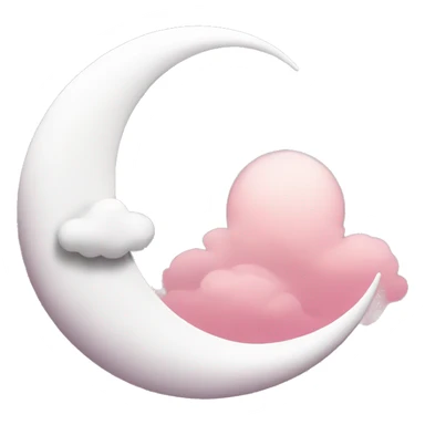 White Crescent moon and pink clouds sticker