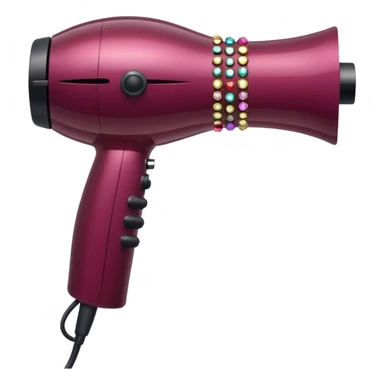 burgundy blow dryer covered in gems sticker