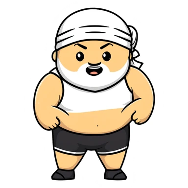 White skin fat guy with black durag, light stubble beard of a few days in wrestling singlet sticker