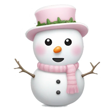 Cute white and light pink snowman sticker