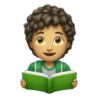 Student with green book sticker