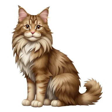 cinematic-[maine coon cat]-realistic-full-body-sitting-emoji,-tail-curled-playfully-around-its-paws,-head-tilted-dramatically,-scruffy-[maine coon]-fur,-simplified-yet-realistic-focused-features,-highly-detailed,-glowing-with-an-almost-sarcastic-glow sticker
