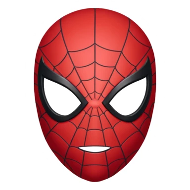 Spider-Man head with black mask and simple red webbing, large red eyes, minimal and clean, soft rounded edges, smooth 3D shading, centered, front-facing sticker