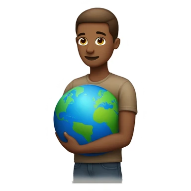 brown short hair man slightly balding hugging globe sized planet earth sticker