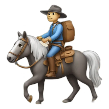 Un raton laveur sur un écureuil sur un cheval  sticker