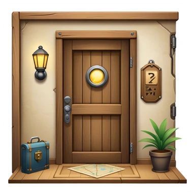 An icon representing an urban escape room adventure, with a locked door, mysterious clues, and a flashlight. Around the design, hidden symbols and a map guide the way through an indoor or city-based quest. A dynamic, immersive look, evoking thrill and the challenge sticker