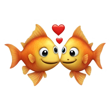 Two fishes with heart sticker