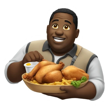 Fat black guy eating chicken sticker