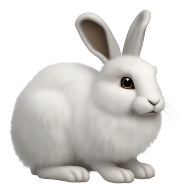snowshoe hare very fluffy with no feet laying down, side view sticker