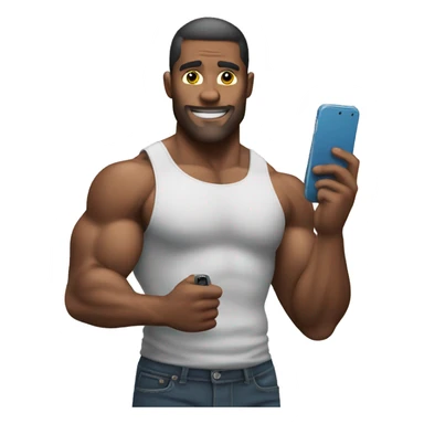 muscular man holding phone sticker