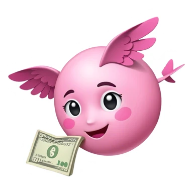 pink money flying  sticker