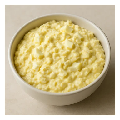egg salad in a bowl, creamy texture, visible egg pieces, simple background sticker