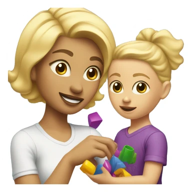 blonde women playing with blonde child with toys sticker