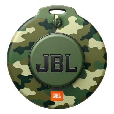 Abstract JBL Clip 4 keeping the signature round shape with clip, basic green camouflage design, iOS emoji style sticker