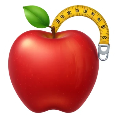 apple with a measuring tape sticker