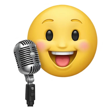 laughing face emoji next to a mic sticker