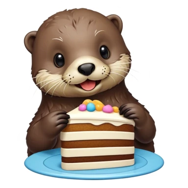 Sea otter eating cake sticker