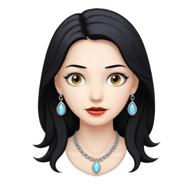 Female with Silver Necklace, grey skin,long hair, more bright silver,hihligt necklace, different expressions. sticker