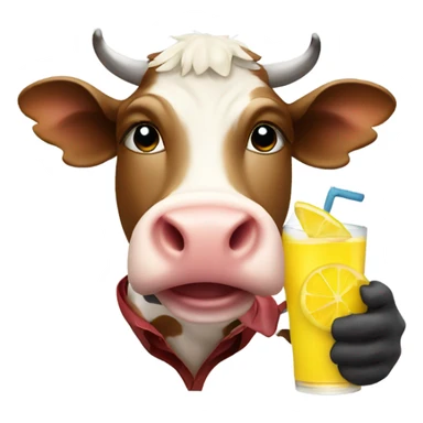 Cow with a red shirt holding a lemonade sticker