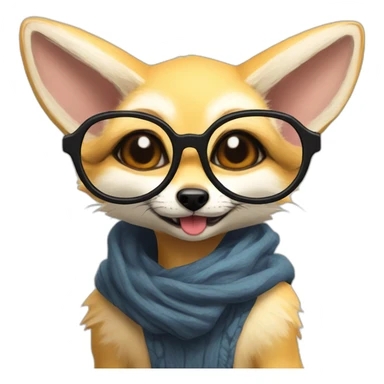 Anthro Fennec with glasses pulling out tongue sticker
