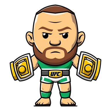 Conor McGregor holding UFC championship belts sticker