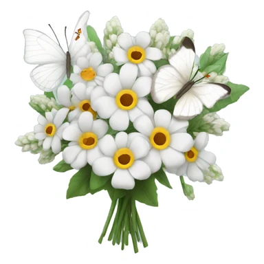 White bouquet with butterflies sticker