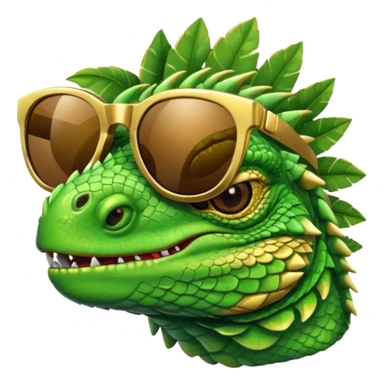 rich capitalist iguana head with golden glossy sunglasses sticker