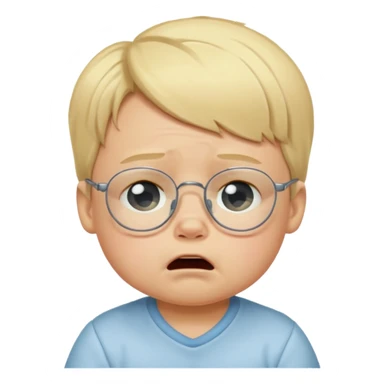 blond baby boy crying with glasses sticker