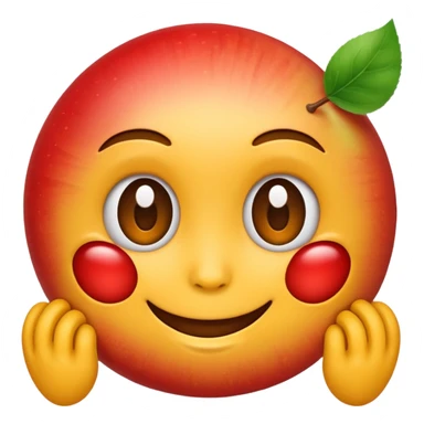 Apple eye roll emoji with smile  sticker