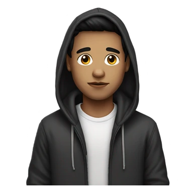 A white boy with black Hair using a big hoodie  sticker