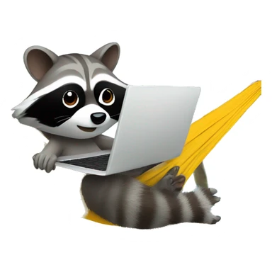 raccoon works on a laptop in a hammock sticker