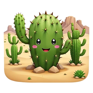 cute kawaii cactus desert landscape  sticker