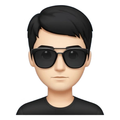 fair man with cool black hair with square dark shades sticker