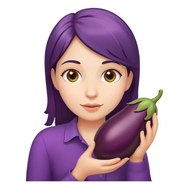 Girl with a eggplant in her hand sticker