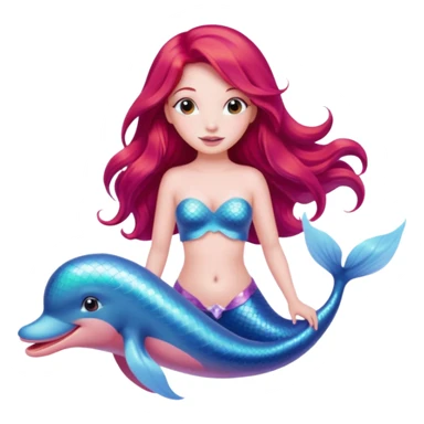 Pink dolphin emoji with ariel mermaid sticker