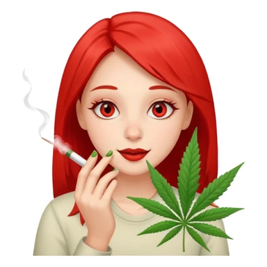 Girl happy smelling marijuana  sticker