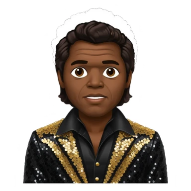 James Brown with dark brown, black sequin outfit sticker