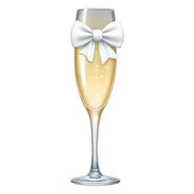 Champagne glass with white bridal bow sticker