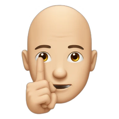 bald man with ring finger. middle finger. point finger. sticker