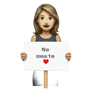 white woman holding placard on stick sticker