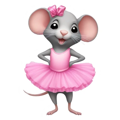 Ballerina rat in a pink tutu with a pink ribbon in hand  sticker