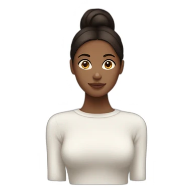 Femme au cheveux lisse marron et à la peau blanche qui porte un pull noir sticker