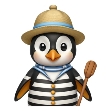 penguin wearing gondolier striped shirt and hat sticker