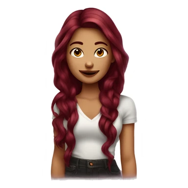 Beautiful tattooed  burgundy long haired woman blushing in love sticker