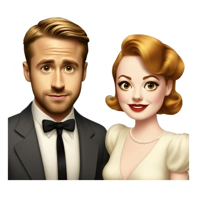 Ryan gosling and Emma stone 1940s party sticker