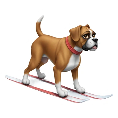 boxer dog skiing sticker