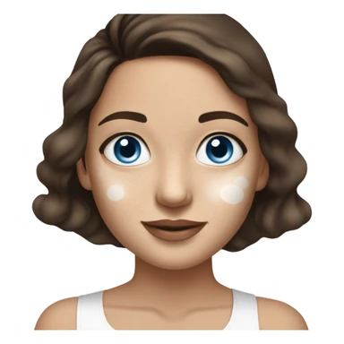 White Skin care on white freackles skin of a brunett blue eyed girl using skin care products like caudalie and ordinary brand sticker