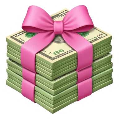 Money with pink bow sticker