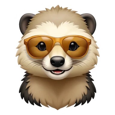 friendly anthropomorphised honey badger head and neck only, wearing sunglasses, different expression sticker